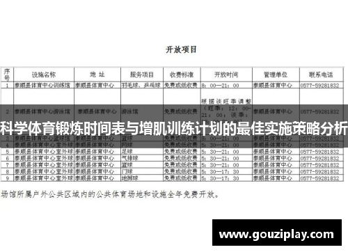 科学体育锻炼时间表与增肌训练计划的最佳实施策略分析
